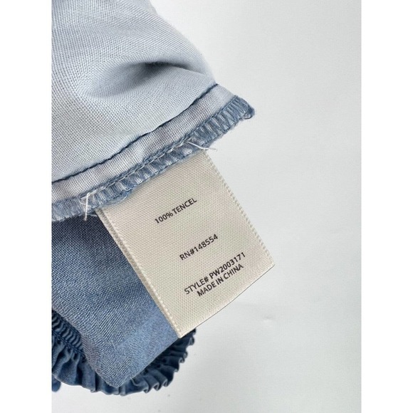 TGLA Casual Shorts Blue Elastic Waist Pom Pom Lace 100% Tencel Pull On Women's M - Picture 7 of 7